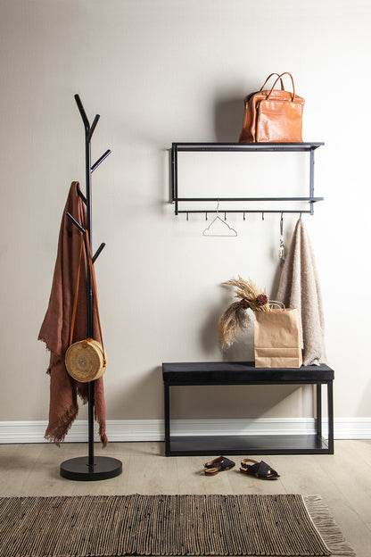 Filip Decorative Metal Pouf Bench Shoe Rack